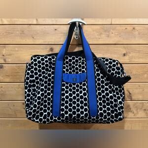 1154 LILL Studio Velvet Dot Canvas Weekender Tote Bag Black & Blue Crossbody
